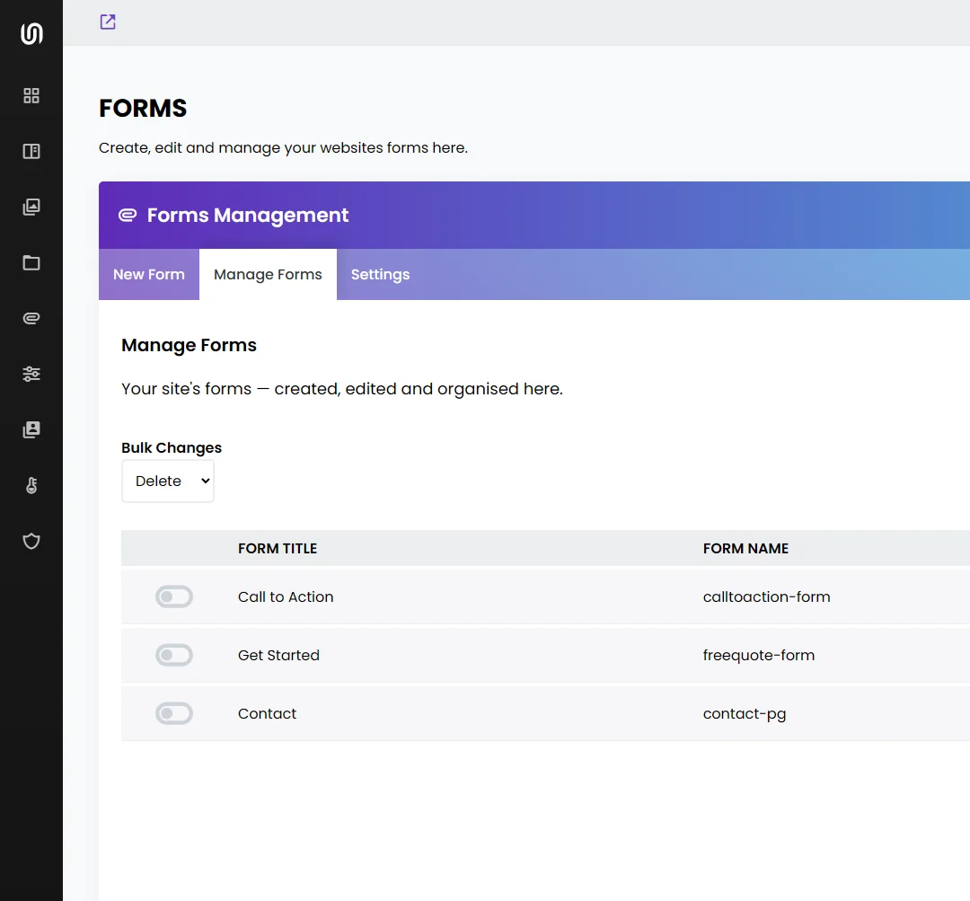 Preview of the SyteFlow CMS admin interface
